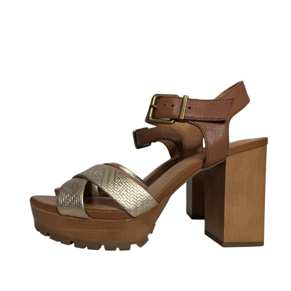 Crown Vintage Jula Platform Faux Leather Heels Sandals Women's Size 8.5